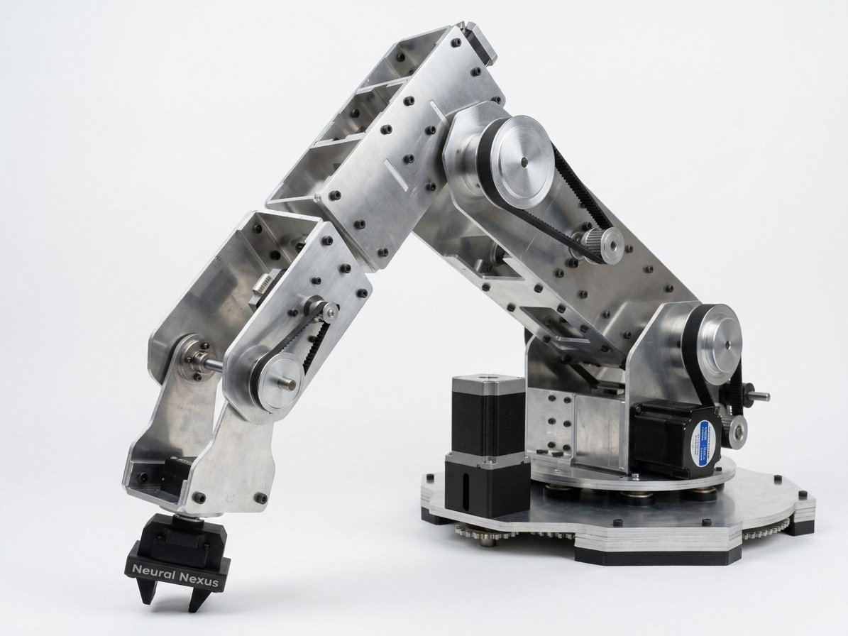 The completed 6-DOF arm — gripper detail