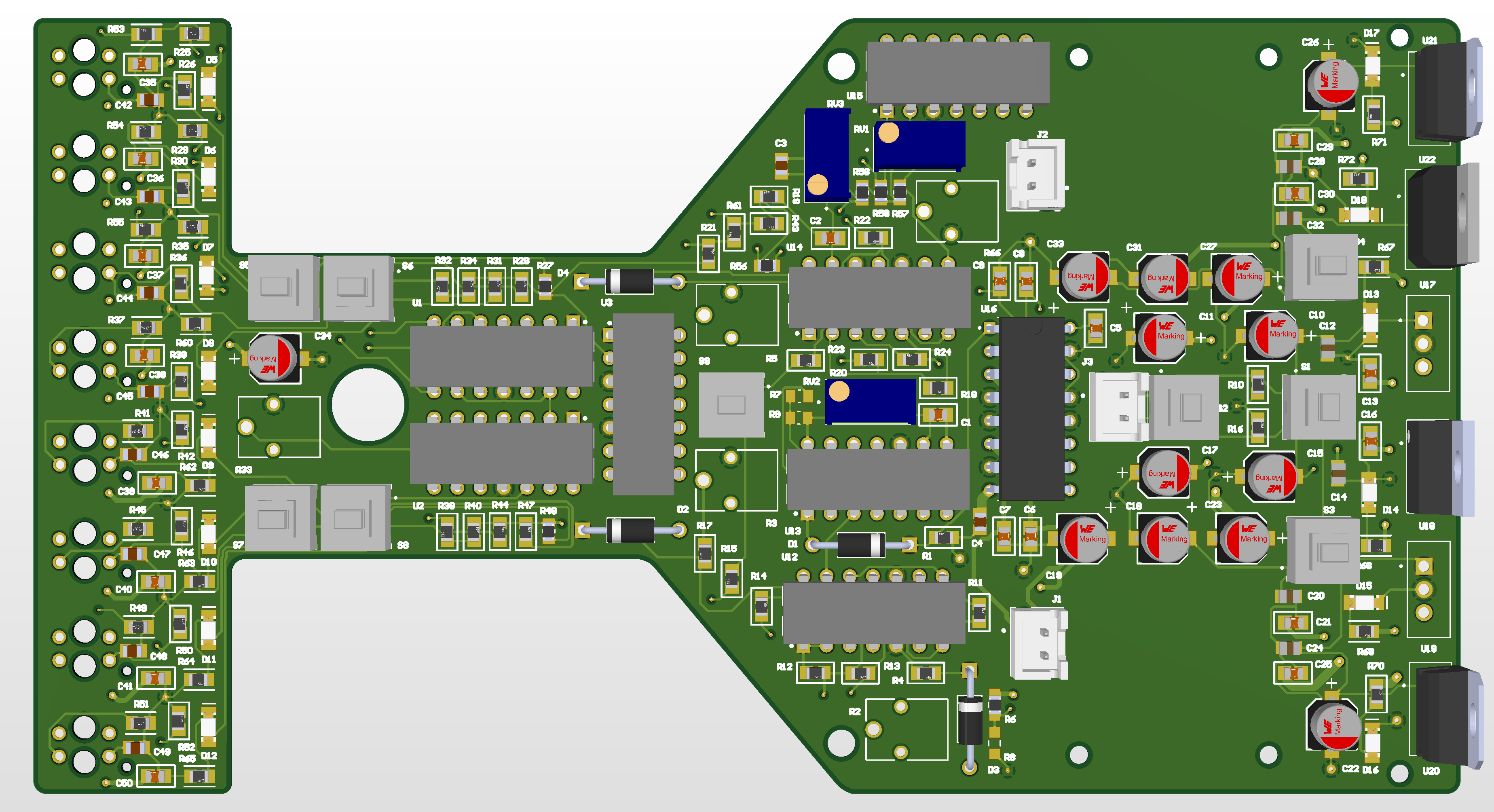 PCB 3D render — top view