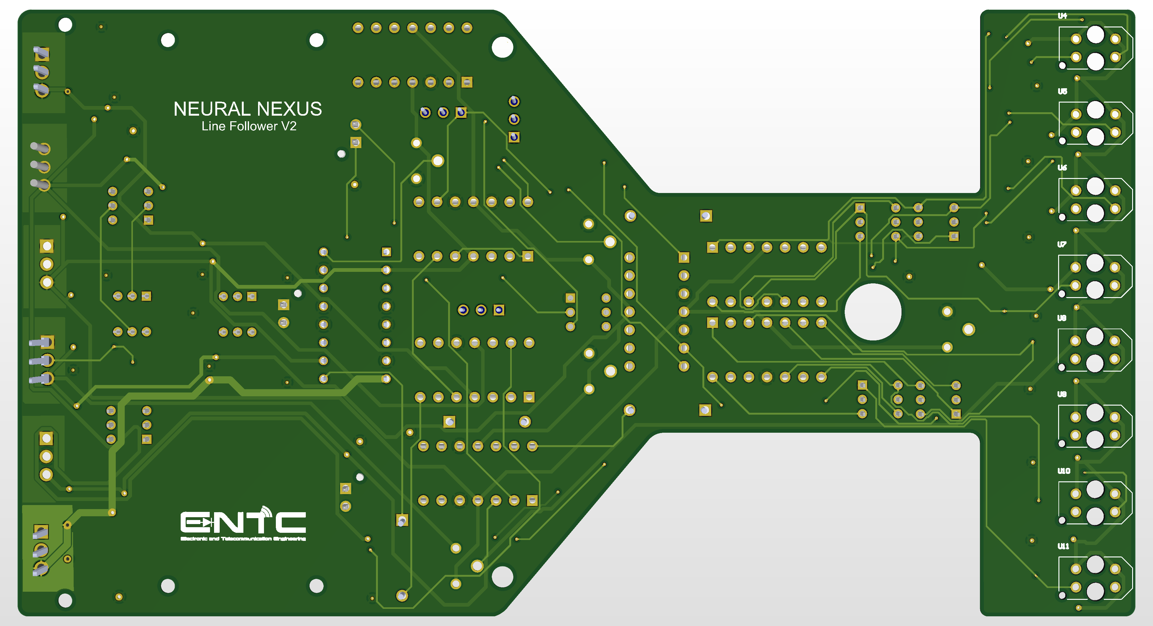 PCB 3D render — bottom view