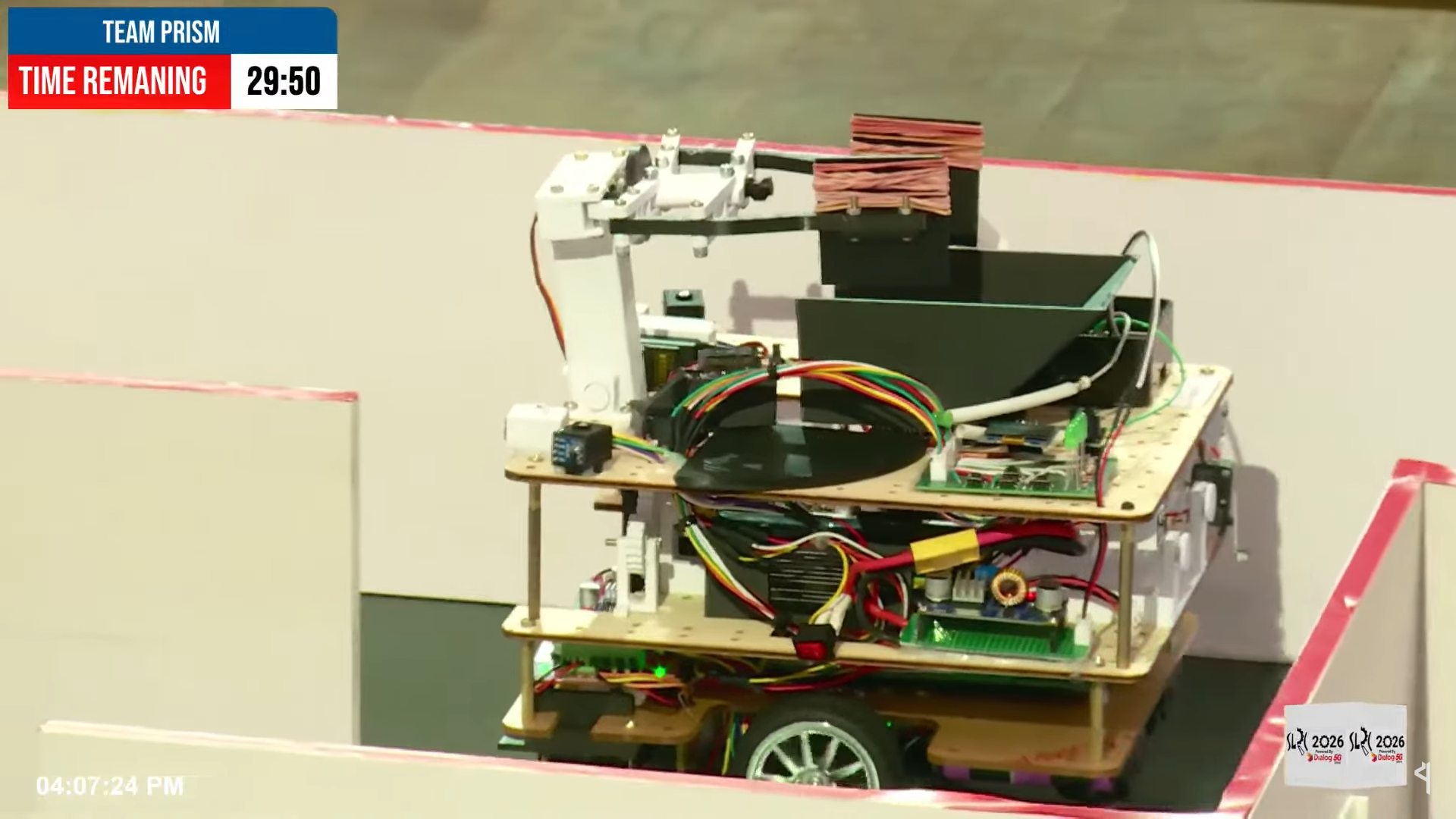 Close-up of the arm, sensor wiring and control board
