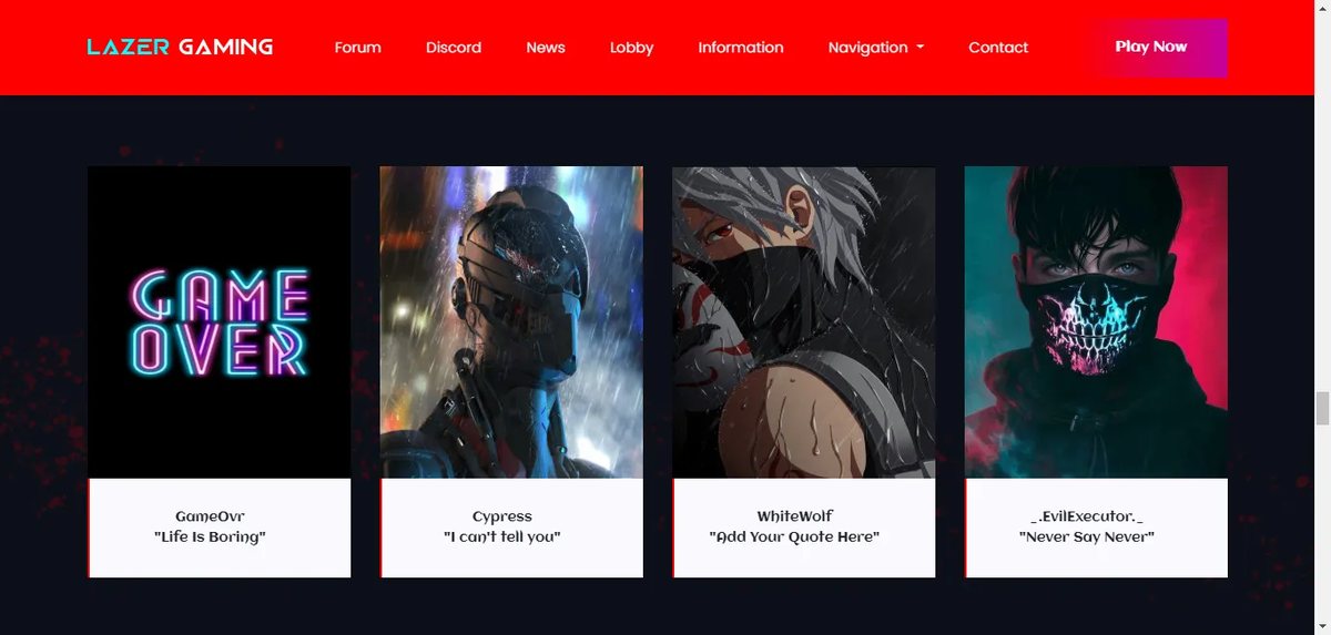 Lazer Gaming — the community website built alongside the server