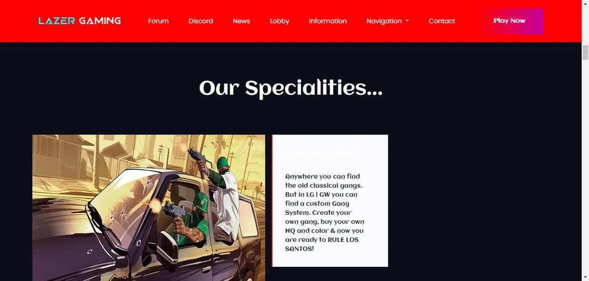 The custom Gang System feature highlighted on the site