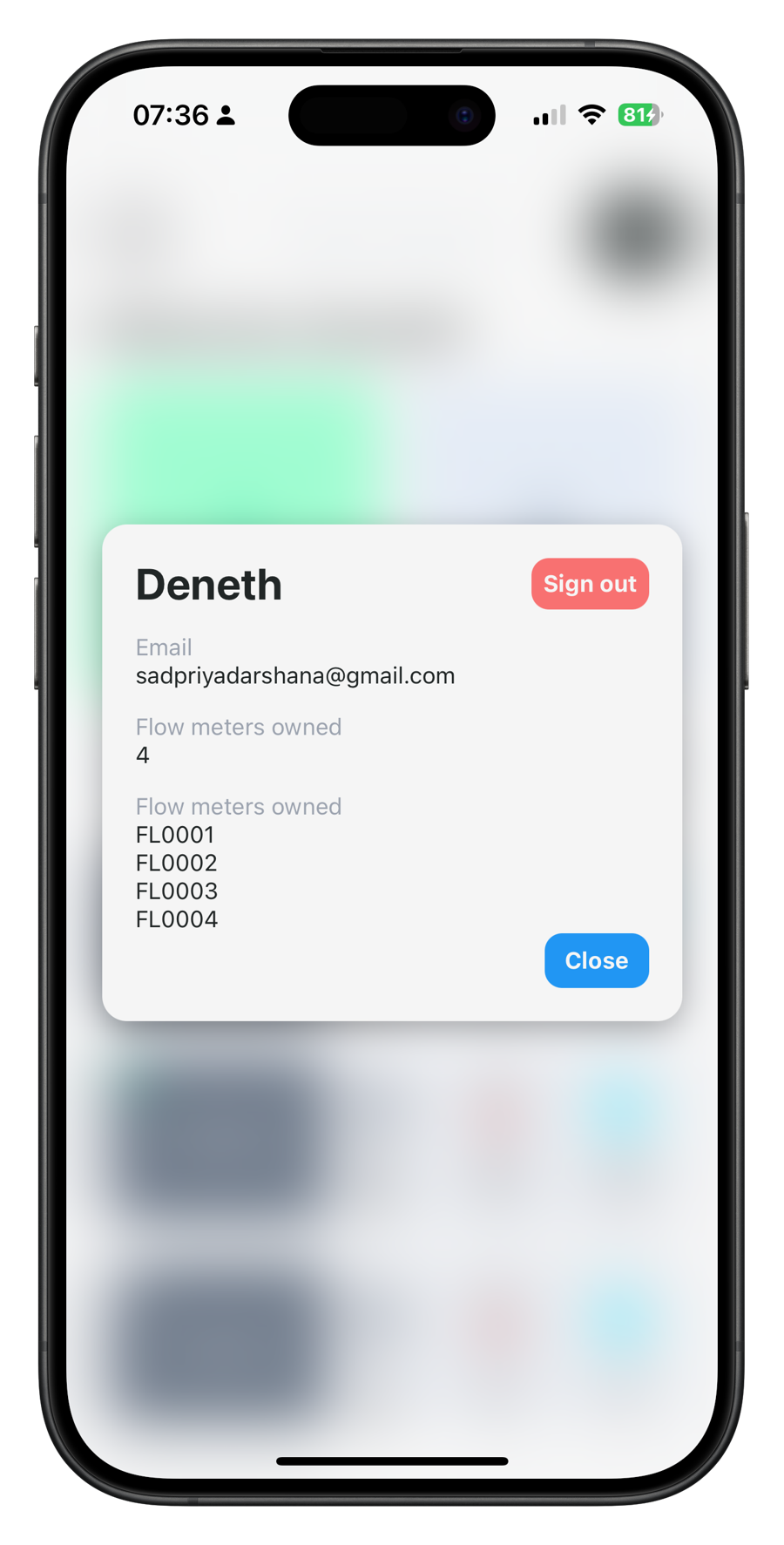 The mobile app — account and owned devices