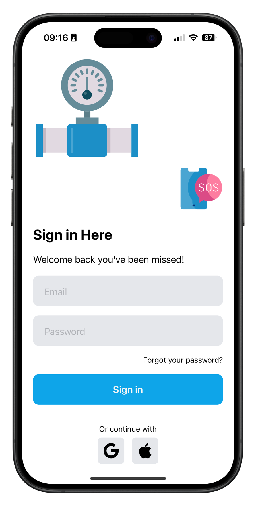 The mobile app — sign in