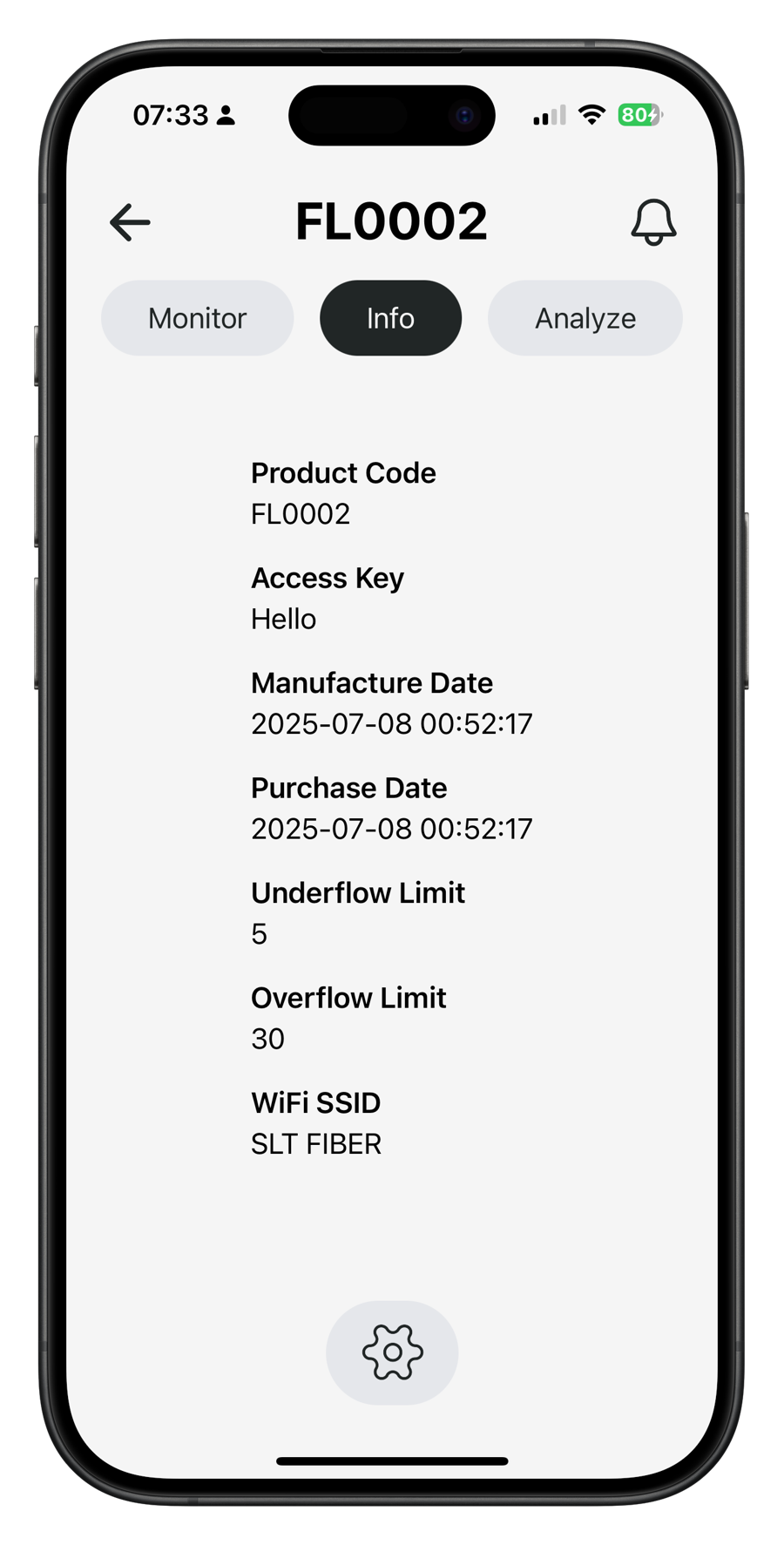 The mobile app — device info, limits and WiFi