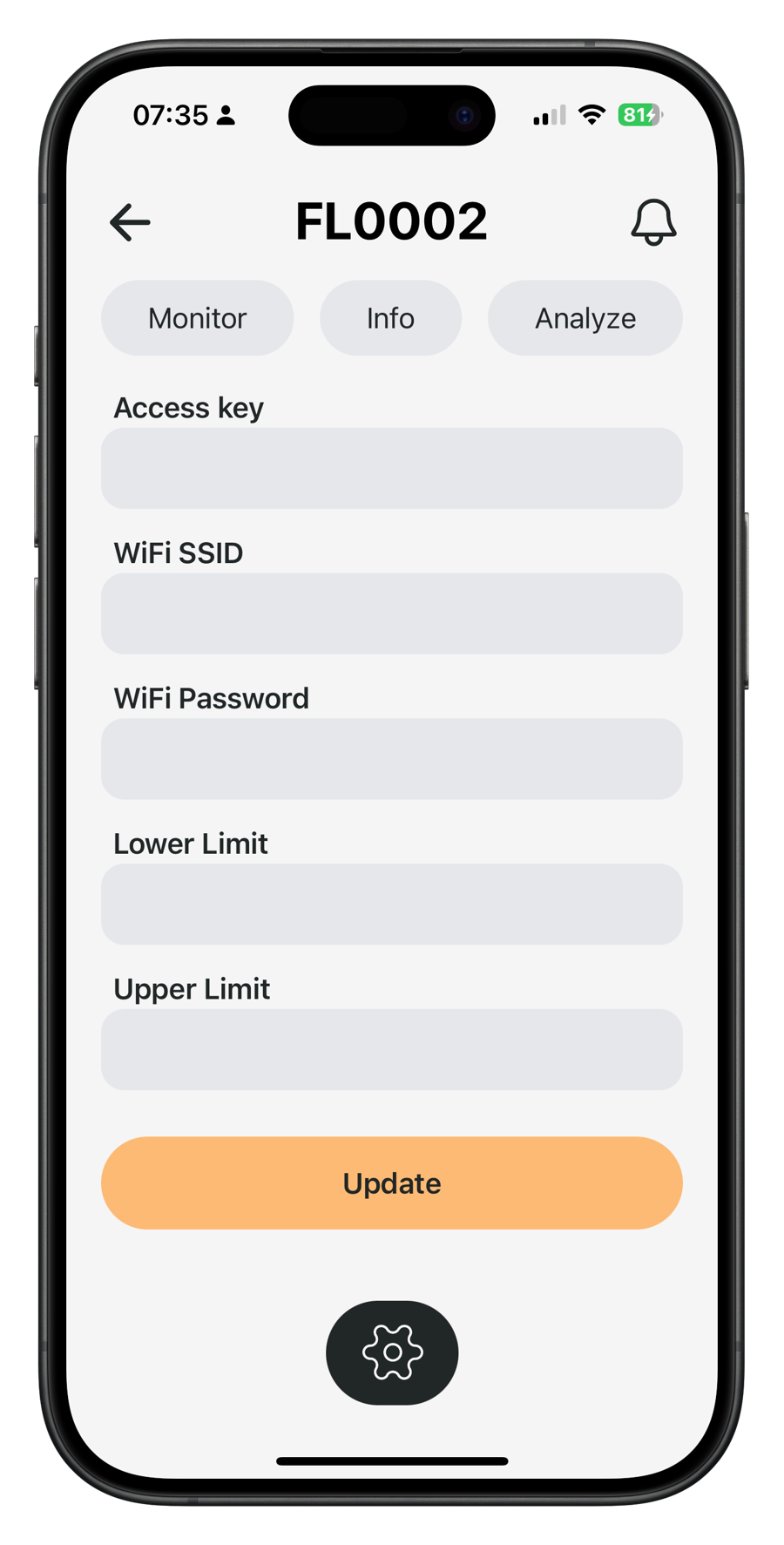 The mobile app — device settings