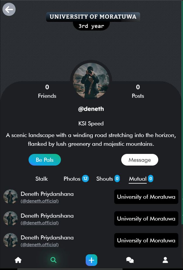 User profile — mutual connections