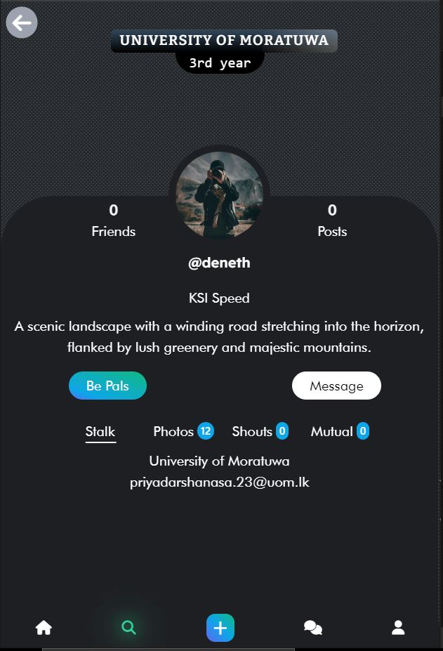 User profile — contact info